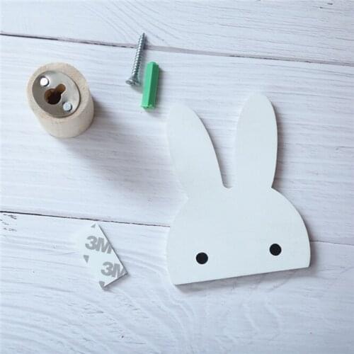 3pcs Lovely Rabbit/Cloud Wall-mounted Hooks DIY Wooden Hanger Wall Decoration Kids Room Supplies Door Hook Bathroom Accessories