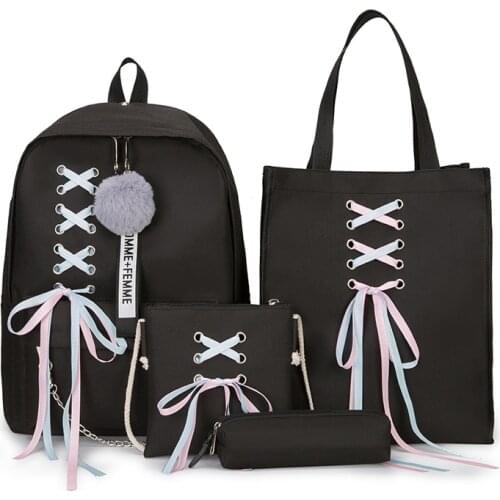 4 Pcs Backpack child Fashion School Bags For Teenage Girls Rucksacks College Student Women School Backpack Kids Bookbag 2021