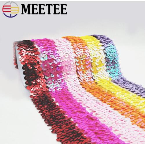 5/15Meters 30mm Gold Silver Sequins Lace Ribbon Elastic Laces Trim Stretch Fabric Latin Dance Dress Paillettes Ruban Dentelle