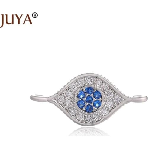 5 pcs High Quality Copper Zirconia Rhinestone Small Evil Eye Charms Pendant Connectors For Jewelry Making Accessories Parts DIY