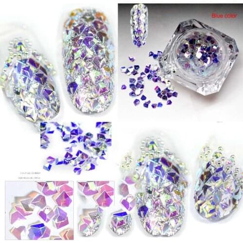 6 Colors 3D Magic Chameleon Nail Paillettes geometric Diamond Holo Laser Nail Sparkle Glitter Flakes Manicure Nail art Sequins