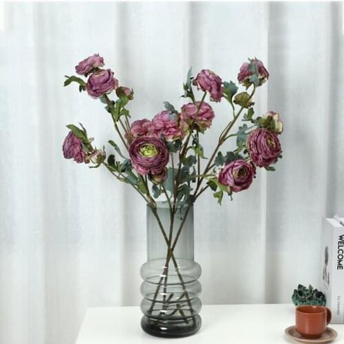 76CM Roasted Edges Simulation Lulian Silk Flower 6 Heads Branch With Fake Leaves Peony Artificial Flowers Home Decoration Flores