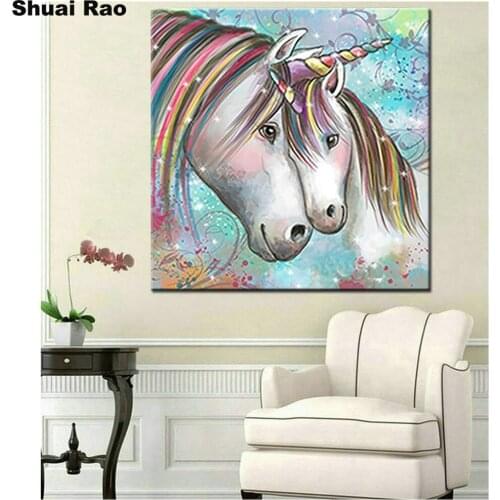 5d diy Unicorn diamond painting Full square drill mosaic Diamond set full round diamond Embroidery sale animal horse photo