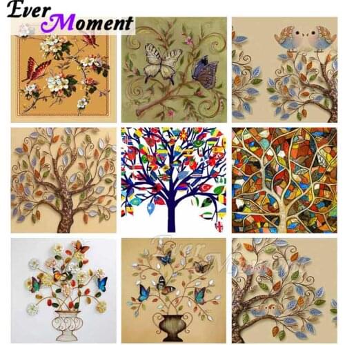 Ever Moment Diamond Painting Tree Flower Butterfly 5D DIY Cross Stitch Mosaic Art Kit Craft Handmade Paint by Diamonds ASF2183