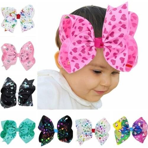 8pcs/lot 8 " cute pattern Hair Bow With alligator Clip For Girls Headwear Hair Accessories