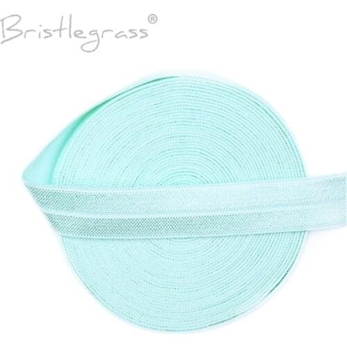BRISTLEGRASS 5 Yard 5/8" 15mm Mineral Ice FOE Fold Over Elastics Spandex Satin Kid Hairband Headband Lace Trim DIY Sewing Notion