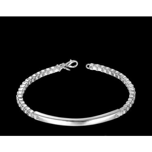 925 sterling silver charm lattice box chain Bracelets for women men Wedding party Christmas Gifts high quality Fashion Jewelry
