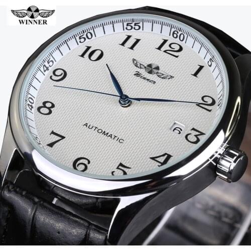 2016 Relojes Hombre Brand Tags Winner Watch Men Leather Strap Mechanical Watches Fashion Casual Men Wristwatch Men Horloge