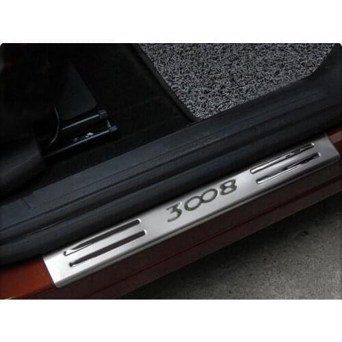 For PEUGEOT 3008 3008 GT Car styling Accessories Stainless Door Sill Scuff Plate Guards Protector Sticker