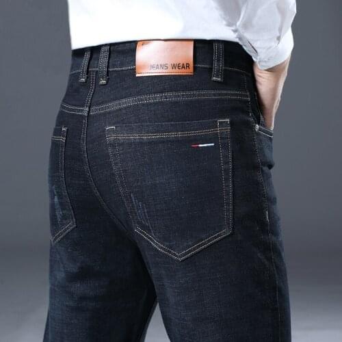 Oversize 29-46 Mens Jeans Cotton Slim Elastic Italy Brand Fashion Business Pants Classic Style Spring Jeans Denim Trousers