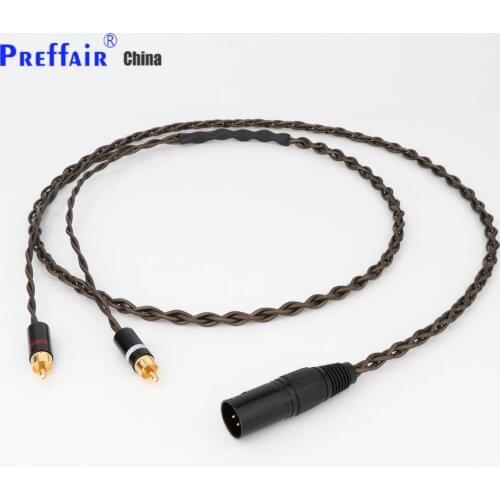 HIFI 4pin XLR Balanced Male to 2 RCA Male Cable Nordost Odin Siver Plated XLR to Double RCA Male Audio Aux Cable