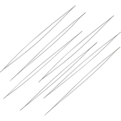 10pc DIY Handmade Jewelry Tool Stainless Steel Big Eye Beading Needles 125x0.3mm Threading Beading Tools