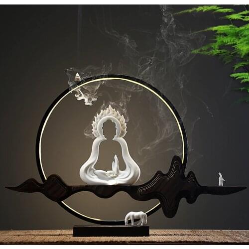 Ceramics Electrical Incense Burner Buddha Zen Living Room Backflow Vaper Smoke Incense Burner Bruleur Encens Home Decor DB60XX