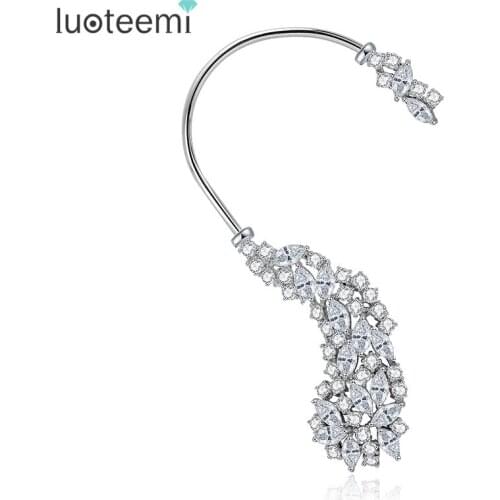 LUOTEEMI 1PC 2016 New Fashion Jewelry White Gold Color Cubic Zircon Punk Style Wrap Stud Earring for Women Girls Bijoux Brincos