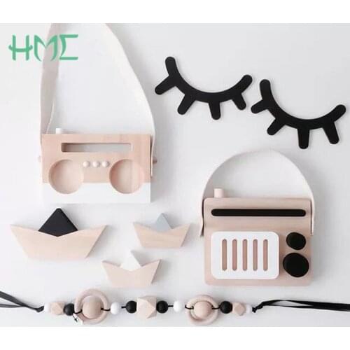 Nordic Style Cute Wood 3D Eyelash Wall Decor Eye lash Wall Stick Children Kids Baby Room Background Wall Sticker Home Decoration