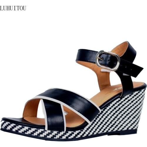 2018 NEW women`s summer sandals platform shoes wedge casual shoes fashion lady sandals purfle shoes Arrival Thick Heels Sandals