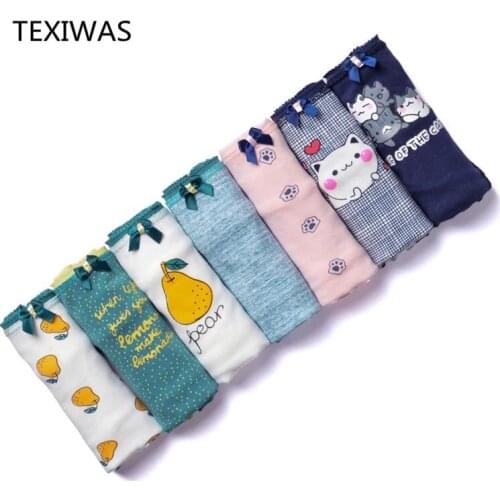 New Arrival 7PCS/lot Women Panties Cotton Underwear Plus Size Briefs Colour Print intimates Soft Breathable Bragas for Women