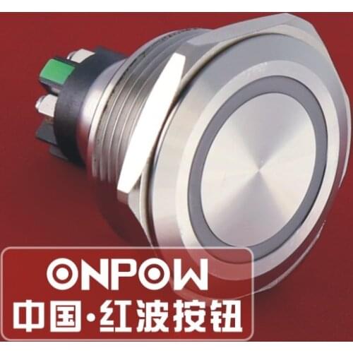 ONPOW 30mm Momentary Ring LED Anti-Vandal Metal Push Button Electric Switch (GQ30-L-11E/G/12V/S) CE, RoHS