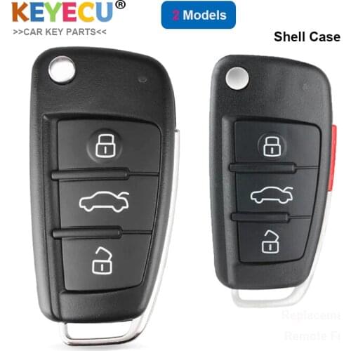 KEYECU Flip Folding Remote Car Key Shell Case for Audi A2 A3 A4 A6 A6L A8 Q7 TT Q5 Q7 R8 S3 S4 S5 S6 S8, Fob 3/ 3+1/ 4 Buttons