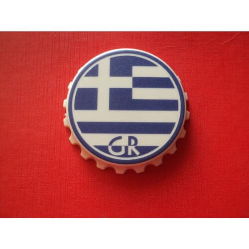Low price Bottle Cap shaped bottle opener of the Greek flag hot sales metal bottle opener FH180023