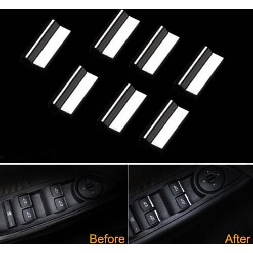 Fit For 2012-2015 Focus Auto Chrome Door Window Switch Panel Lift Button Knob Cover Trim Sticker Decoration Car Styling Steel 7x
