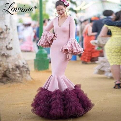 Pink Plus Size Evening Dresses Abendkleider 2021 Formal Women Gowns Party Customized Dubai Long Sleeves Arabic Prom Dress Robes