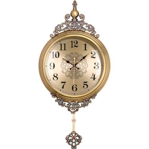 Nordic Vintage Wall Clock Luxury Digital Silent Large Pendulum Antique Wall Clock Electronic Simple Wandklok Home Decor AD50WC