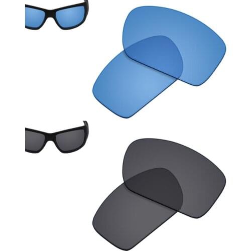 SmartVLT 2 Pairs Polarized Sunglasses Replacement Lenses for Oakley Big Taco--HI-DEF Blue and Solid Black