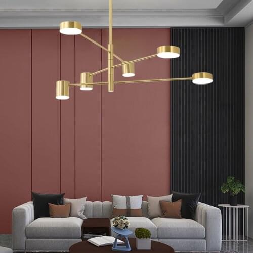 New Modern Gold Chandelier Living room Indoor Lighting Copper Stand Hanging Lamp Chandeliers Loft LED Creative Nordic Lights