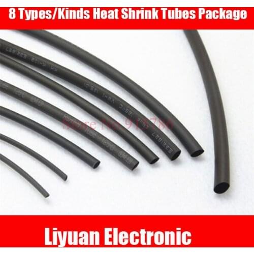 1Meter 8 Types/Kinds Heat Shrink Tubes Package Heat Shrinkable Tube Tubing 2-8 Component Black Transparent