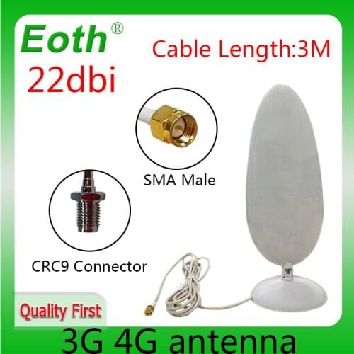 3G 4G LTE Antenna SMA Male 2.8m 3G External Antena 22dBi Antenne for 4G Modem Router +Adapter SMA Female to CRC9 Male Connector