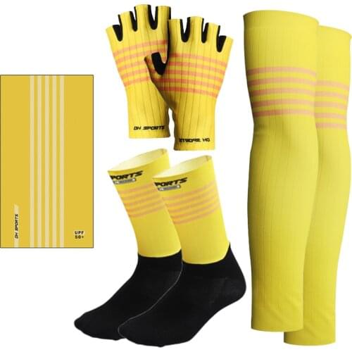 Cycling Gloves Socks Set Riding Outdoor Headband Cycling Socks Summer Sun Protection Arm Sleeve Half Finger Gloves