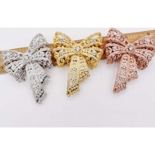 High-grade microscope zircon Diy hand-string classic bowknot tassel pendant clasp fashion long sweater chain link clasp