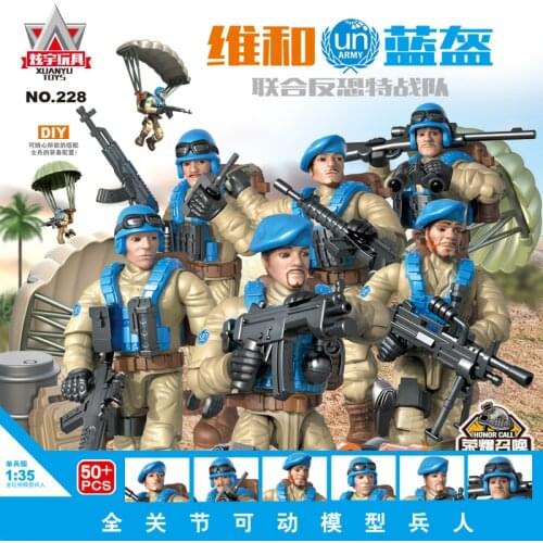 XY228 peacekeeping force joint counter-terrorism task force full-joint movable figure soldier Scenes toys for children gift
