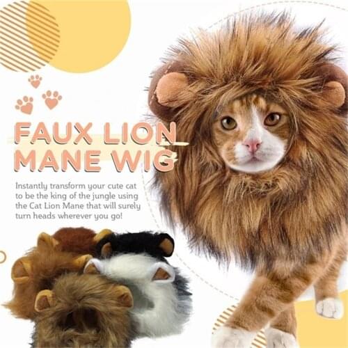 Funny Pet Small Dog Cat Costume Lion Mane Wig Cap Hat for Cat Dog Halloween Christmas Clothes Fancy Dress Pet Clothes