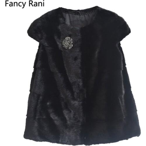 2018 Fashion New Real Mink Fur Coat Long Fashion Whole Skin Mink Fur Vest High Quality Luxury Sleeveless Women Natural Fur Vest