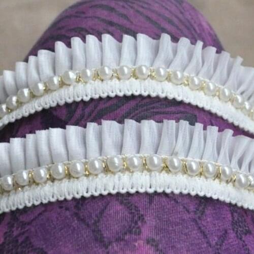 1Yards Embroidery Tulle Lace Fabric Ribbon Beaded Fabric Chiffon Lace Collar 3.5cm Beaded Lace Fabric Trim Sewing dentelle L22