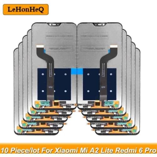 10 Piece/lot For Xiaomi Mi A2 Lite LCD Display Original AMOLED LCD No Frame Digitizer Display Touch Screen Replacement