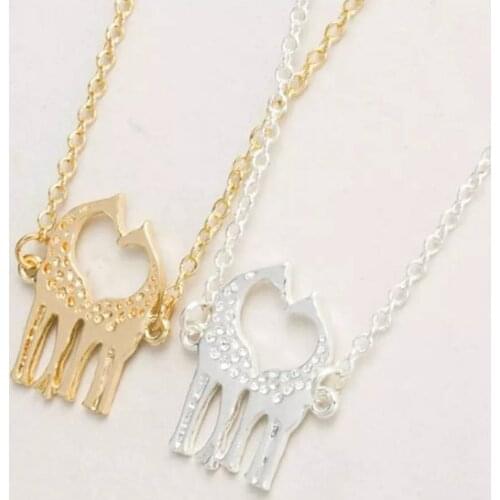 10PCS Cute Long Deer Necklace Heart Loving Giraffes Necklace Lovely Twin Giraffe Necklaces Animal Jewelry for Couples