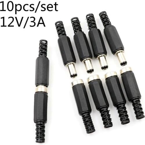 10pcs 12V 3A Plastic Male Plugs + Female Socket Panel Mount Jack DC Power Connector Electrical Supplies