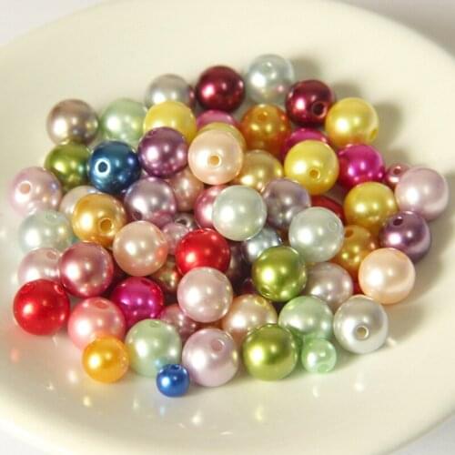100Pcs 4/6/8/10mm Multi Color Beads ABS Imitation Pearl Loose Bead for Garment Clothes Needlework DIY Jewelry Crafts Accessories
