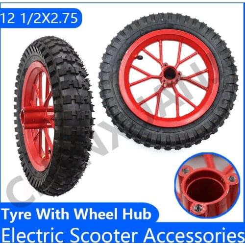 12 1/2 X 2.75 Tyre 12.5 *2.75 Tire 12 inch with Aluminum Wheel Hub for Razor Dirt Bike Rocket 49CC MX350 MX400 Mini Dirtbike Red