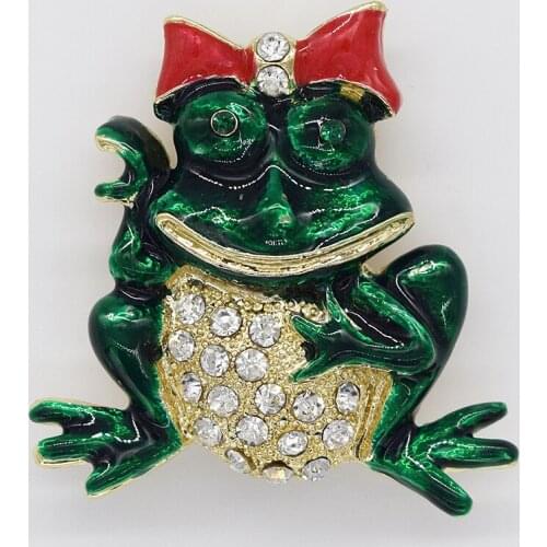 12pcs/lot Wholesale Fashion Brooch Rhinestone Enamel Frog Pin brooches Christmas Gift C102535