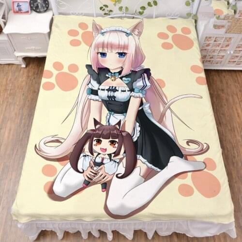 2019-August update Anime NEKOPARA chocolat vanilla Coconut sexy girl bed milk fiber sheet & blanket summer quilt 150x200cm