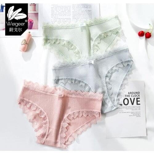 2020 New Fashion Bow Lace Sexy Cotton Womens Panties Briefs Lovely Girls Underwear Wholesale Multicolor Lingerie Intimates