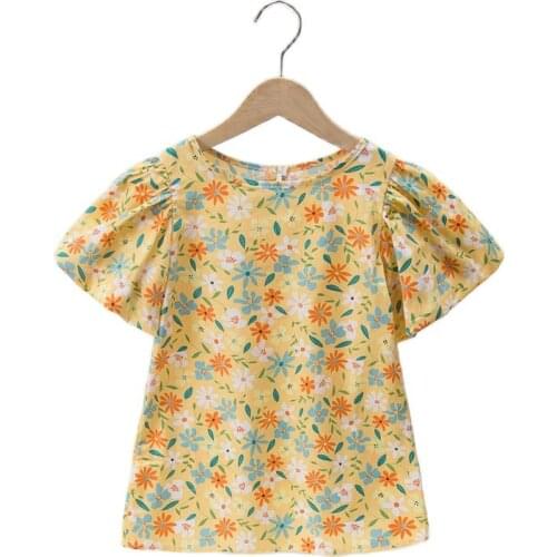 24M-5Y Baby Girls Blouse Short Sleeve Princess Girls Shirt Toddler Kids Floral Printing Tops Pullover Coat Girls Clothes