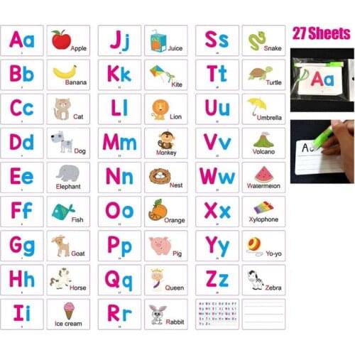29pcs/set ABC Alphabet letter English Word Early Education Baby Learning Cards Flashcards Games Puzzles for Kids Baby Toys Gifts