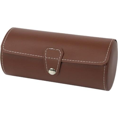 3 Slots Watch Roll Travel Case Portable Leather Watch Storage Box Slid in Out U90E