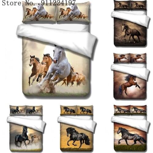 3D Galloping Horse Printing 3pcs Duvet Cover Set Luxury Quilt Cover Adult Child Bed Sheet And Pillowcase Comforter Bedding Set