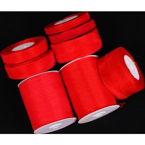 45meters/Roll Red Chiffon Organza Ribbons DIY Artificial Silk Roses Crafts Supplies Sewing Accessories Scrapbooking Material